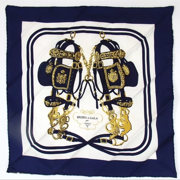 AUTH HERMES Petit Carre BRIDES de GALA Silk Scarf - Picture 1 of 7